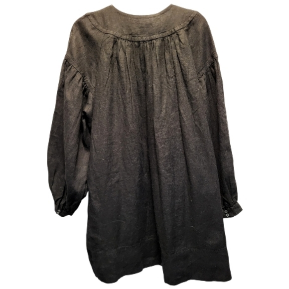 J. Crew Black Gathered Popover Dress in Linen - Size M - Picture 5 of 8